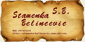 Stamenka Belinčević vizit kartica